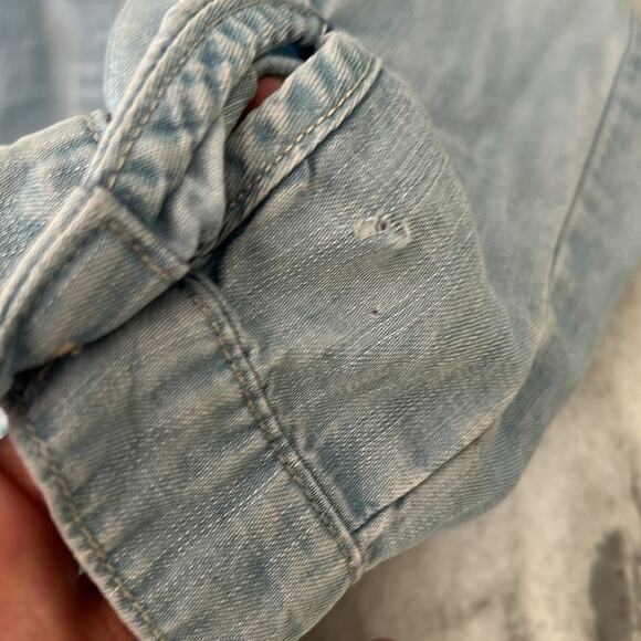 Anthropologie Cloth & Stone chambray romper Woman’s Size S Convertible Sleeve - Picture 9 of 16